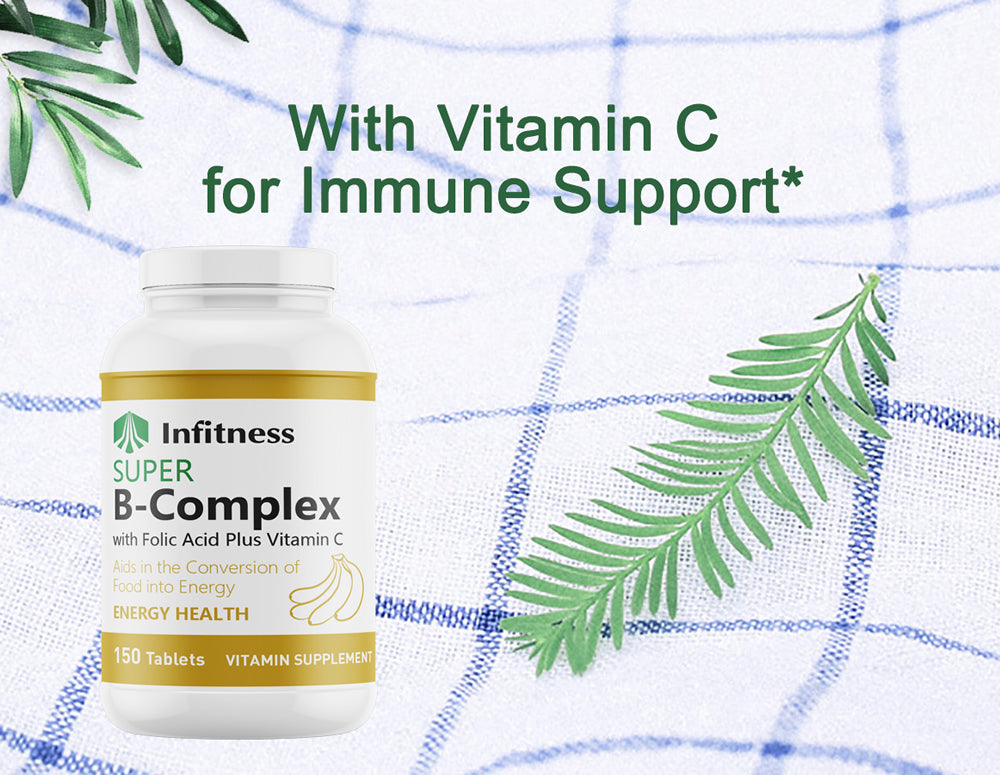 Super B Complex with Vitamin C & Folic Acid, Immune & Energy Support, 150 tablets