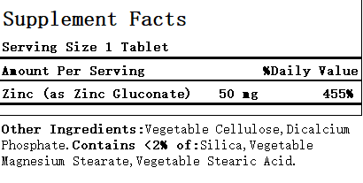 Zinc 50mg, Immune Support & Antioxidant Supplement, Promotes Skin Health 250 Tablets