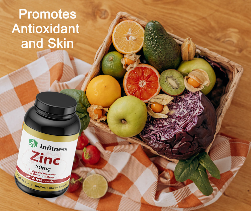 Zinc 50mg, Immune Support & Antioxidant Supplement, Promotes Skin Health 250 Tablets